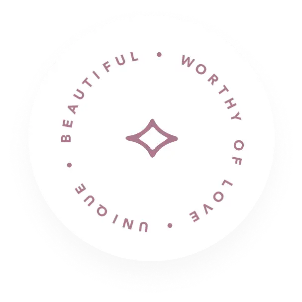 A circular stamp reads: Unique • Beautiful • Worthy of love